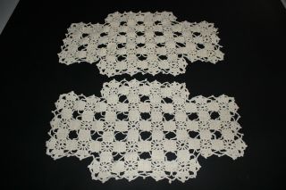 Vintage Hand Crochet Table Doilies Off White Cotton 1940 