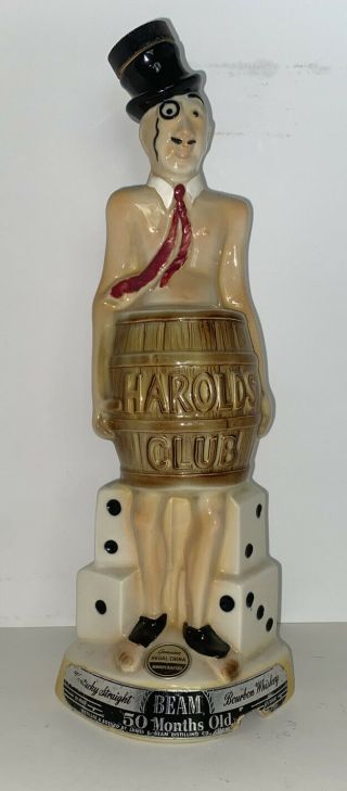 Vintage Jim Beam Harolds Club Casino Reno Nevada Man Percy In A Barrel Decanter