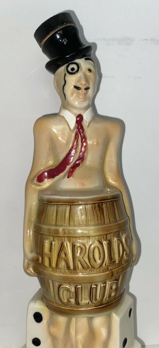 Vintage Jim Beam Harolds Club Casino Reno Nevada Man Percy In a Barrel Decanter 2