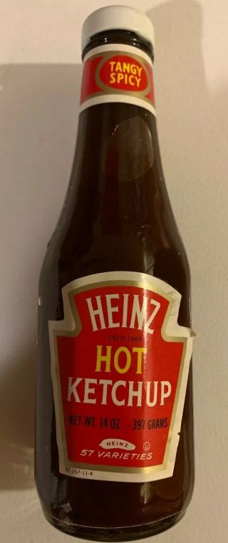 Vintage Heinz Hot Ketchup Bottle 14 Oz Nos 1980 