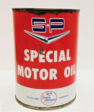 Vintage 1950s 1960s S - P Special Motor Oil Qt Can Studebaker Packard Empty Steel