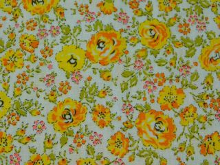 1.  5 Yards 37 " W Vintage Quilt Cotton Fabric Sunny Yellow Pink Floral Print