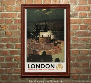 Vintage Travel Poster Great Western Railway London Britsh Rail Travel Art Print
