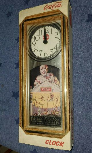 Vintage 90s 1993 Coca - Cola Circus Clown Coke Clock