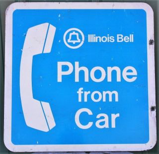 Orig 18 X 18 Vintage Illinois Bell Phone Double Sided Sign Metal Phone From Car