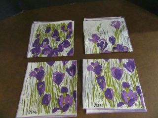 Vintage Vera Neumann Cloth Napkins Set Of 4 Purple Tulips Textile 16x16