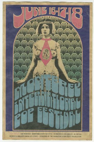 1967 Monterey International Pop Festival Vintage Concert Poster Hendrix