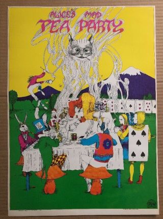 Alice’s Mad Tea Part Vintage Blacklight Poster Psychedelic Wonderland