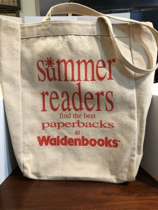 Book Bag Canvas Waldenbooks Brentanos Beige And Red Large 14 X 10 Inches