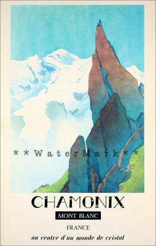 Chamonix 1972 Mont Blanc France Vintage Poster Print Retro Travel Mountains