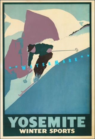 Ski Yosemite California 1930 Winter Sports Vintage Poster Print Retro Style Art