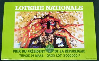 Salvador Dali " Le Visage De La Chance " Orig 1972 French National Lottery Poster