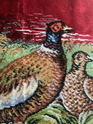Vintage Pheasant Quail Velvet Tapestry Wall Hanging Rug 38 