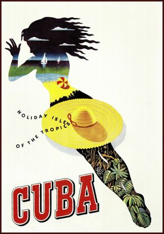 Cuba 1950 Holiday Isle Of The Tropics Vintage Poster Print Retro Style Travel 2