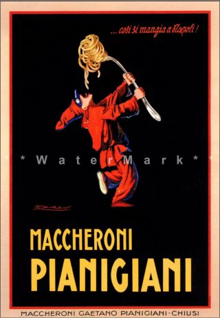Pianigiani Maccheroni 1922 Italian Pasta Art Vintage Poster Print Kitchen Art