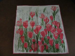 Vintage Vera Neumann Cloth Napkins Set Of 4 Pink Tulips Textile 16x16