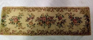 Vintage Woven Tapestry Table Runner 13 X 41 Gold Floral Pattern