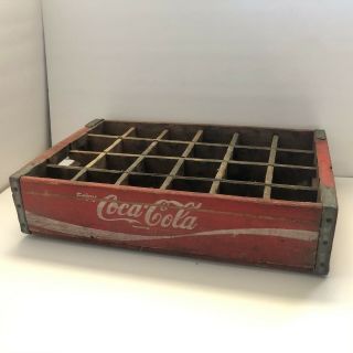 Vtg Coca - Cola Coke Wooden Red Soda Pop 24 Bottle Crate Carrier Box Case Wood