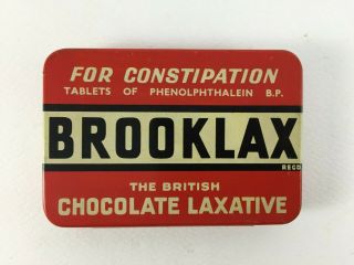 Vintage " Brooklax - Chocolate Laxative Tin " (greek Market)