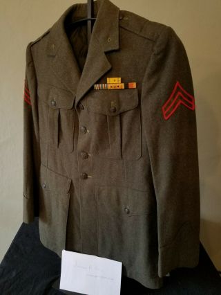 Wwii Usmc Uniform Jacket With 1/2 " Ribbons