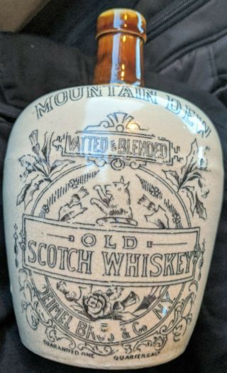 Crock Jug Scotch Whiskey J&a Ferguson Glasgow 1/4 Gallon Mountain Dew Euc
