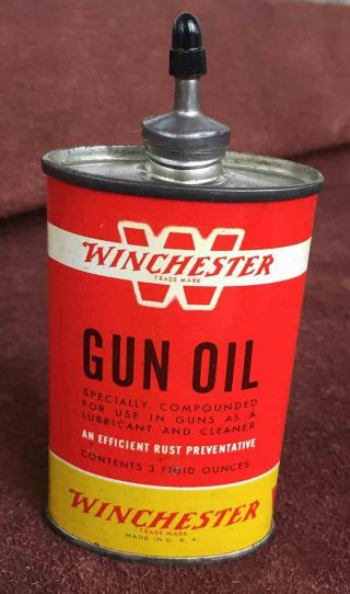 Vintage Oval Lead Top Winchester Gun Oil Handy Oiler Oil Can 3 Oz With Oil,  Vg