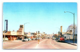 Vintage Postcard Route 66 Street Scene 1950s Barstow California Greyhound E16