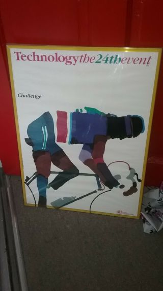 1984 La Olympics Summer Games Poster Cycling At&t Michael David Brown