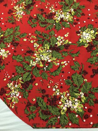 Vintage Christmas Tablecloth Holly Berries And Mistletoe 52x77