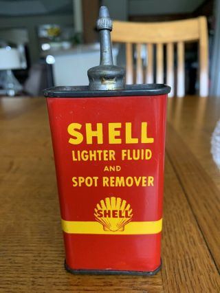 Vintage Shell Red (lead Top) Lighter Fluid And Spot Remover Can