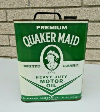 Vintage Premium Quaker Maid Heavy Duty Motor Oil Empty 2 Gallon Can - St.  Louis