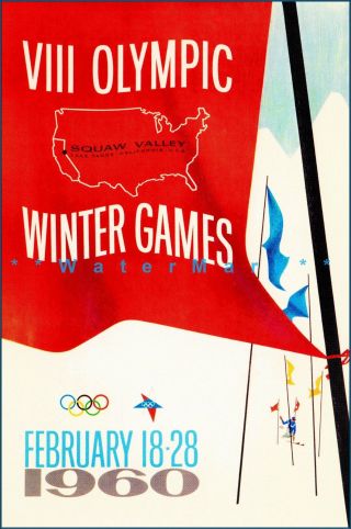 Olympics 1960 Squaw Valley California Vintage Poster Print Winter Sports Games
