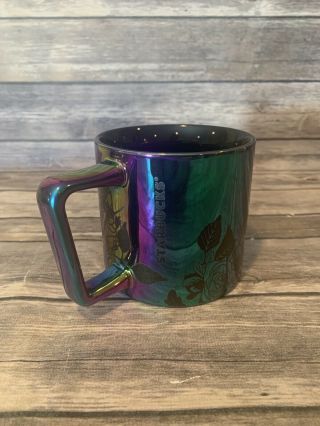 Starbucks Fall 2020 Iridescent Mug Black Roses Ceramic Halloween Cup