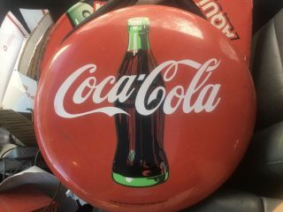 Coca Cola 16 Inch Round Button Advertising Sign 1990