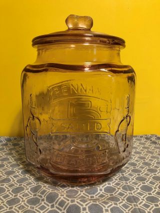 Vintage Planters Brand Peanuts Drug Store Rose Vending Jar