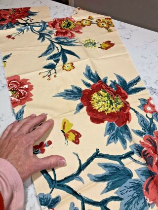 Vintage Fabric Print Textile Upholstery Pattern 1970s Large Design Remnant