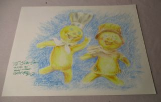 Hand - Signed Print Pillsbury Doughboy & Girl Martin Nodell Green Lantern Creator