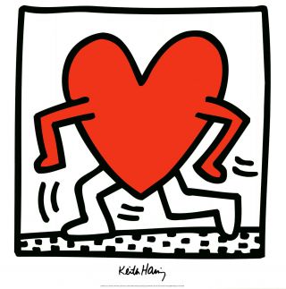 Keith Haring Untitled (1984) 27.  5 " X 27.  5 " Poster 1988 Pop Art Black & White,