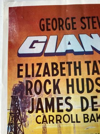 Movie Poster 1956 " Giant " George Stevens,  James Dean,  Elizabeth Taylor,  Rock