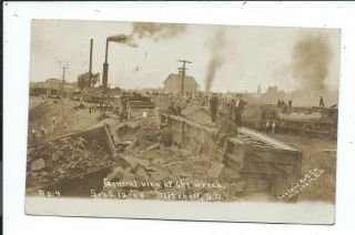Real Photo Postcard Post Card Mitchell South Dakota Sd S D Train Wreck