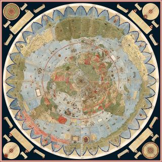 Reprint For Flat Earth Map Of The World Urbano Monte Historic Wall Poster