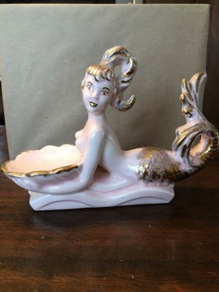 Vintage Ceramic Nude Mermaid Soap Dish Or Candy Dish Or Jewelry Holder