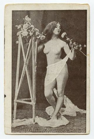 C 1910 Risque Nude Long Haired Shapley Lady French Photo Postcard