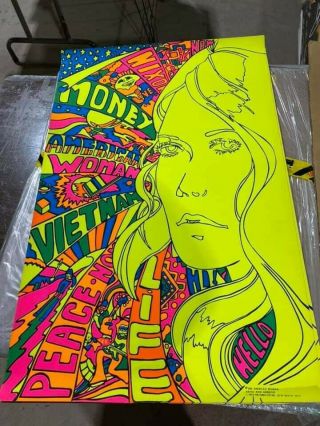 American Woman Vintage Blacklight Poster Third Eye Inc 1970 Psychedelic