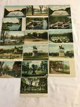 16 Vintage Post Cards Of Boston Public Garden And Commons