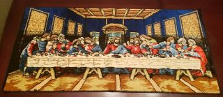 Vintage The Last Supper Velvet Wall Tapestry Table Runner Made In Italy 38 X 19