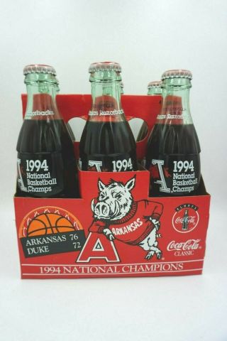 1994 University Of Arkansas National Champions Coke Coca - Cola 6 Pack Of Bottles