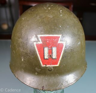 Us Ww2 M1 Helmet Liner 28th Infantry Division Officer 328th Support Westinghouse