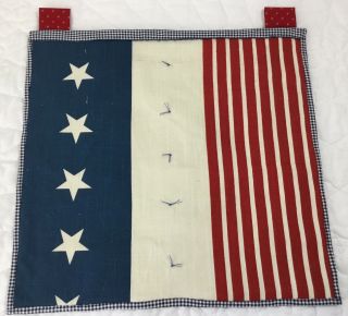 Patriotic Quilt Wall Hanging,  Printed Design,  Stars,  Stripes,  Red,  Ivory,  Navy