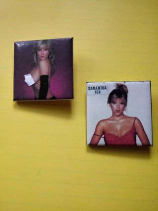 2 Samantha Fox Singer Model Nude Rare Pin Back Button Vintage 1980s X - Rated